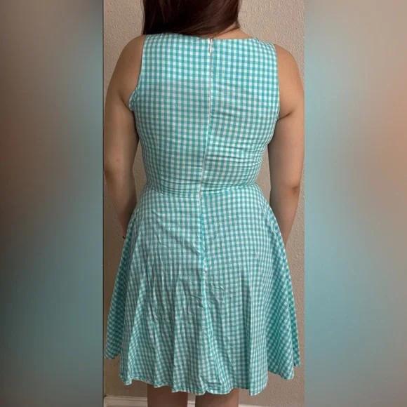 Voodoo Vixen Blue Gingham Retro Dress size M - Picture 3 of 6